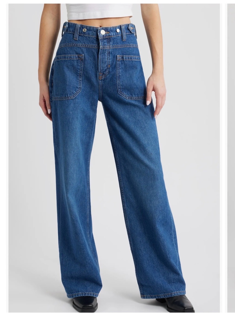 We The Free Palmer Wide Leg Sailor Jeans Size 28 Denim Button Fly Boho